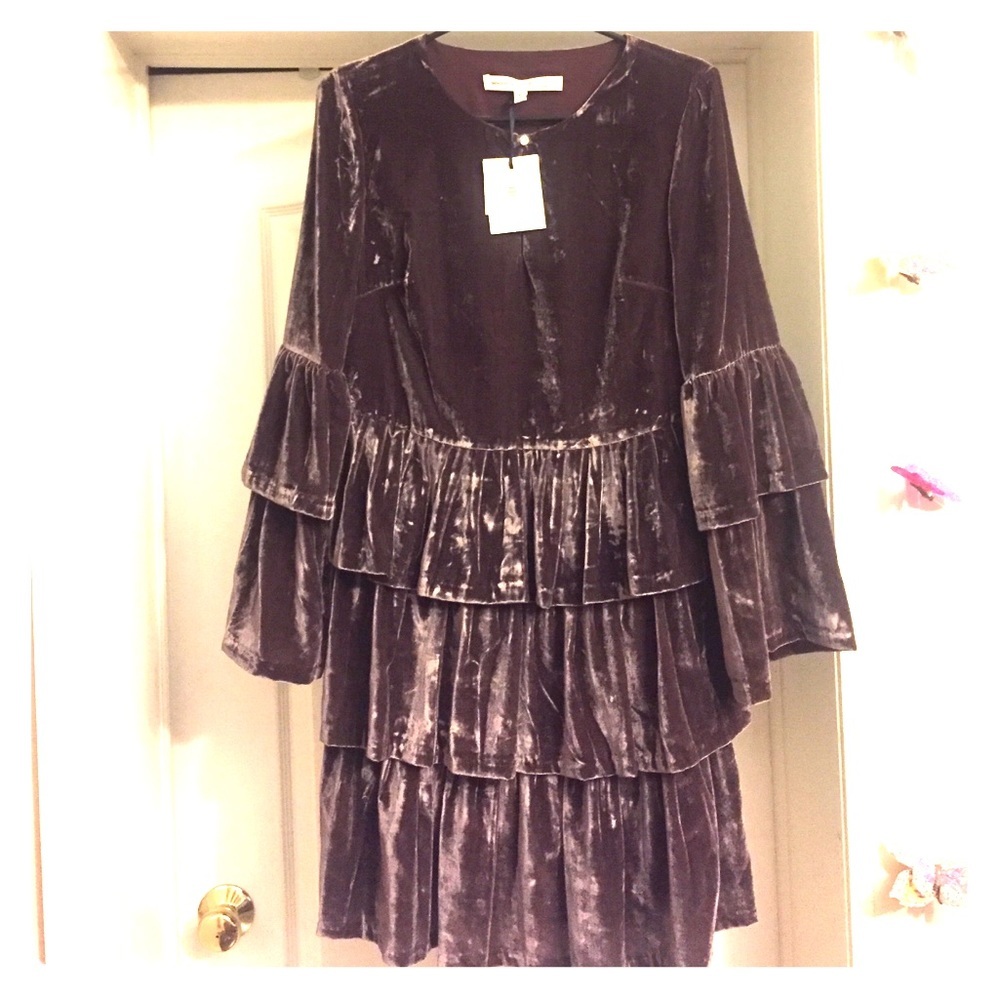 NWT Banana Republic x Olivia Palermo Tiered Velvet Shirtdress - Picture 2 of 2
